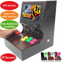9" Screen Arcade Machine 400 Video Games 32Bit CPU 4GB memory