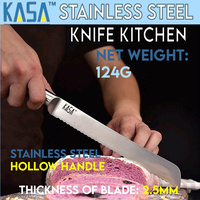 KASA New Stainless Steel Serrated Kitchen Knife Bread Knife Hollow Handle