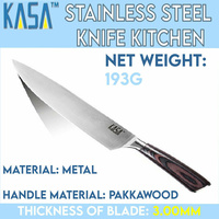 KASA New 8 Inch Stainless Steel Ergonomic Chef Knife with Pakkawood Handle