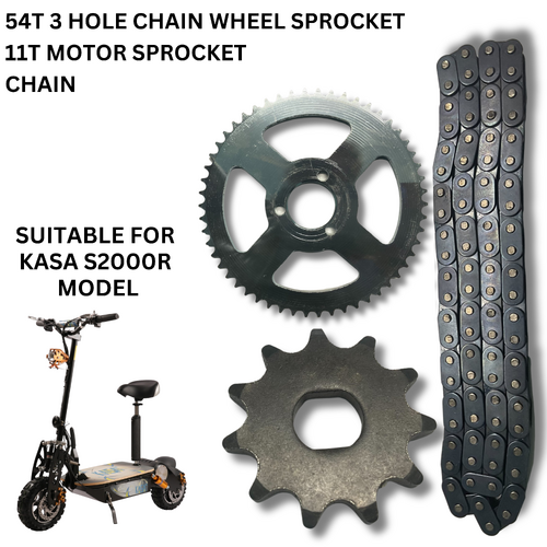 54T Rear Sprocket 11T Motor Sprocket + Chain For Kasa Electric Scooter S2000R