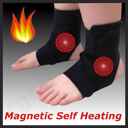 2 OFF TOURMALINE Self Heating thermal MAGNETIC ANKLE SUPPORT WRAP BRACE Velcro !
