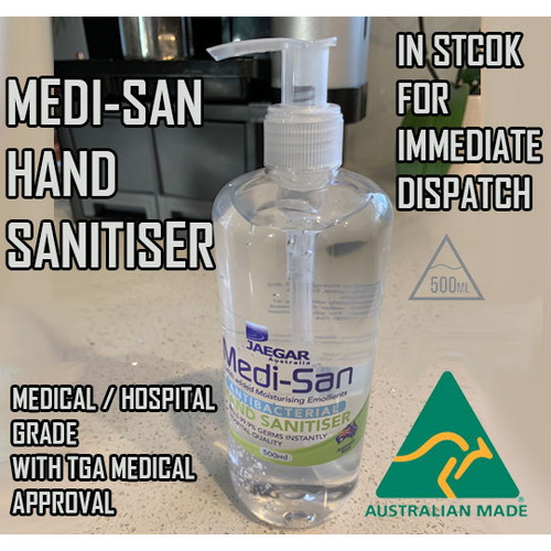 Medi-San Hand Sanitiser 500ml Anti Bacterial Germs Killer Hand Wash Medical Hospital Grade